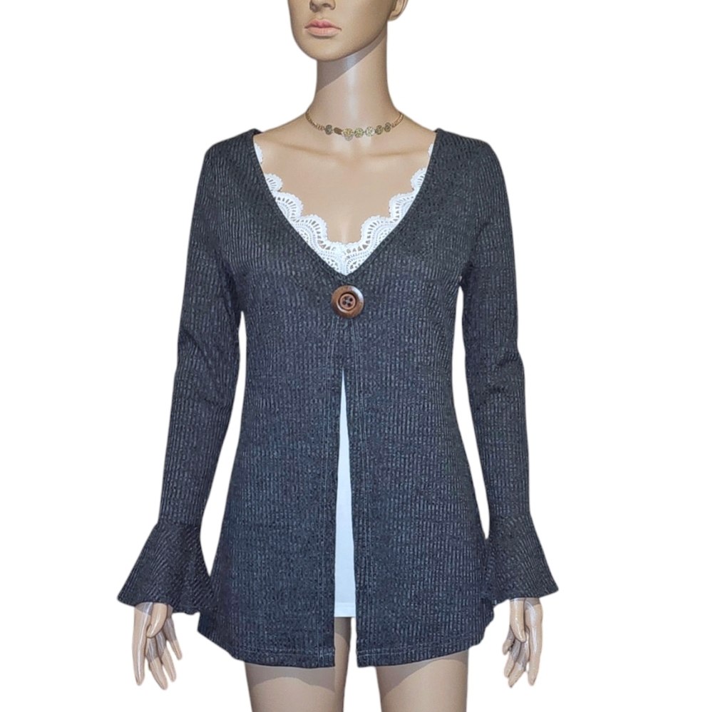 NWOT ChicMe Layered Rib Top/Cardigan